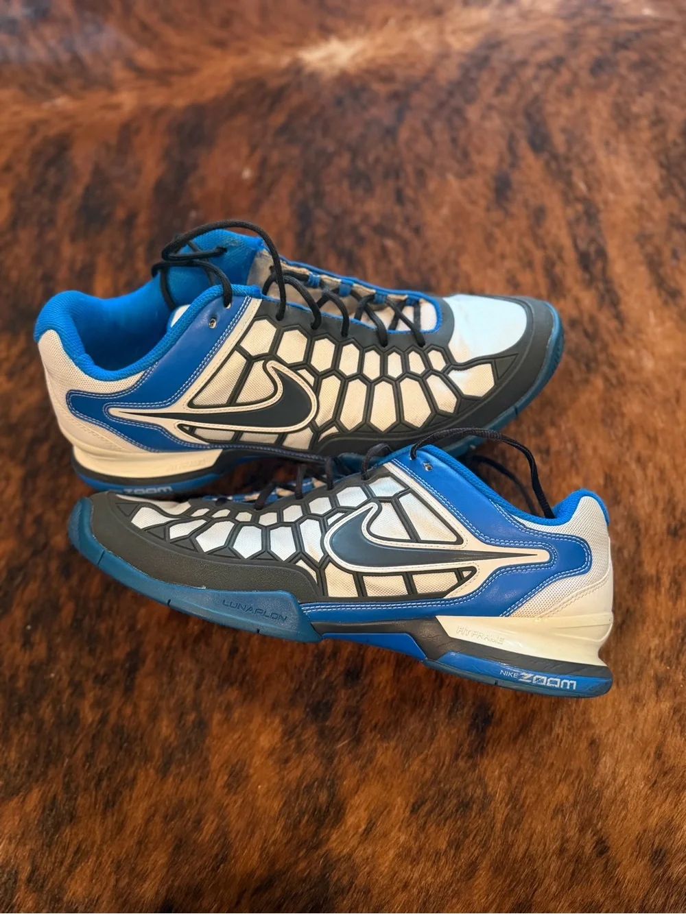 2011 Nike Zoom Breathe 2k11 SZ 13 Blue & White Blk Tennis Shoes 454127-140 Rare